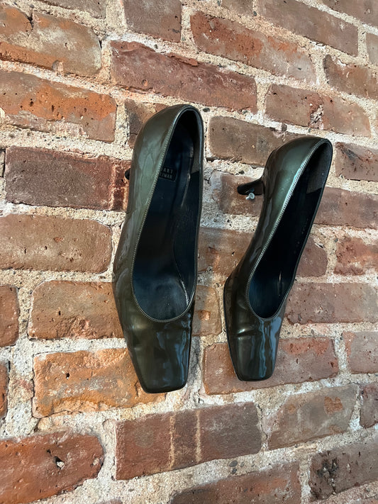 90's Stuart Weitzman Patent Green Pumps