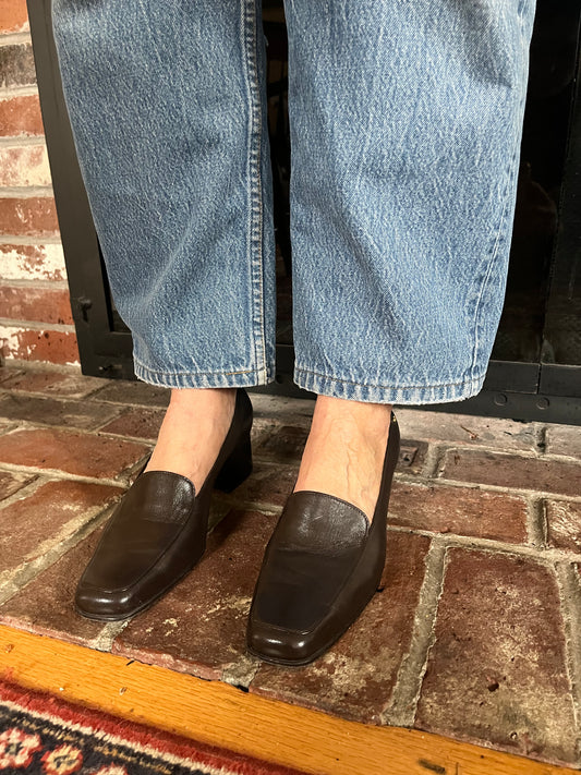 Chocolate Brown Etienne Aigner Heeled Loafers
