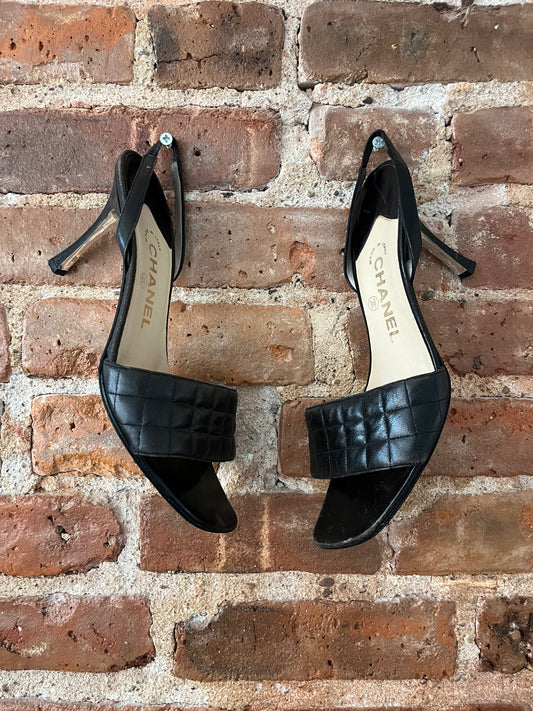 90's Chanel Quilted Sling-Back Sandals