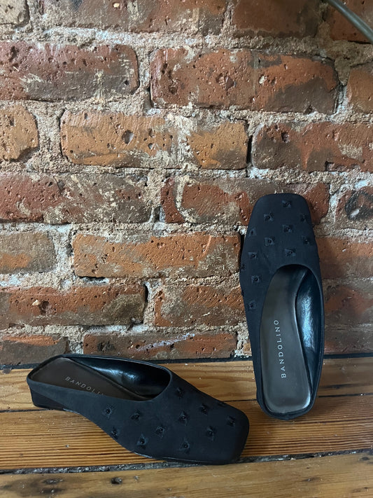 90's Black Bandalino Satin Mules