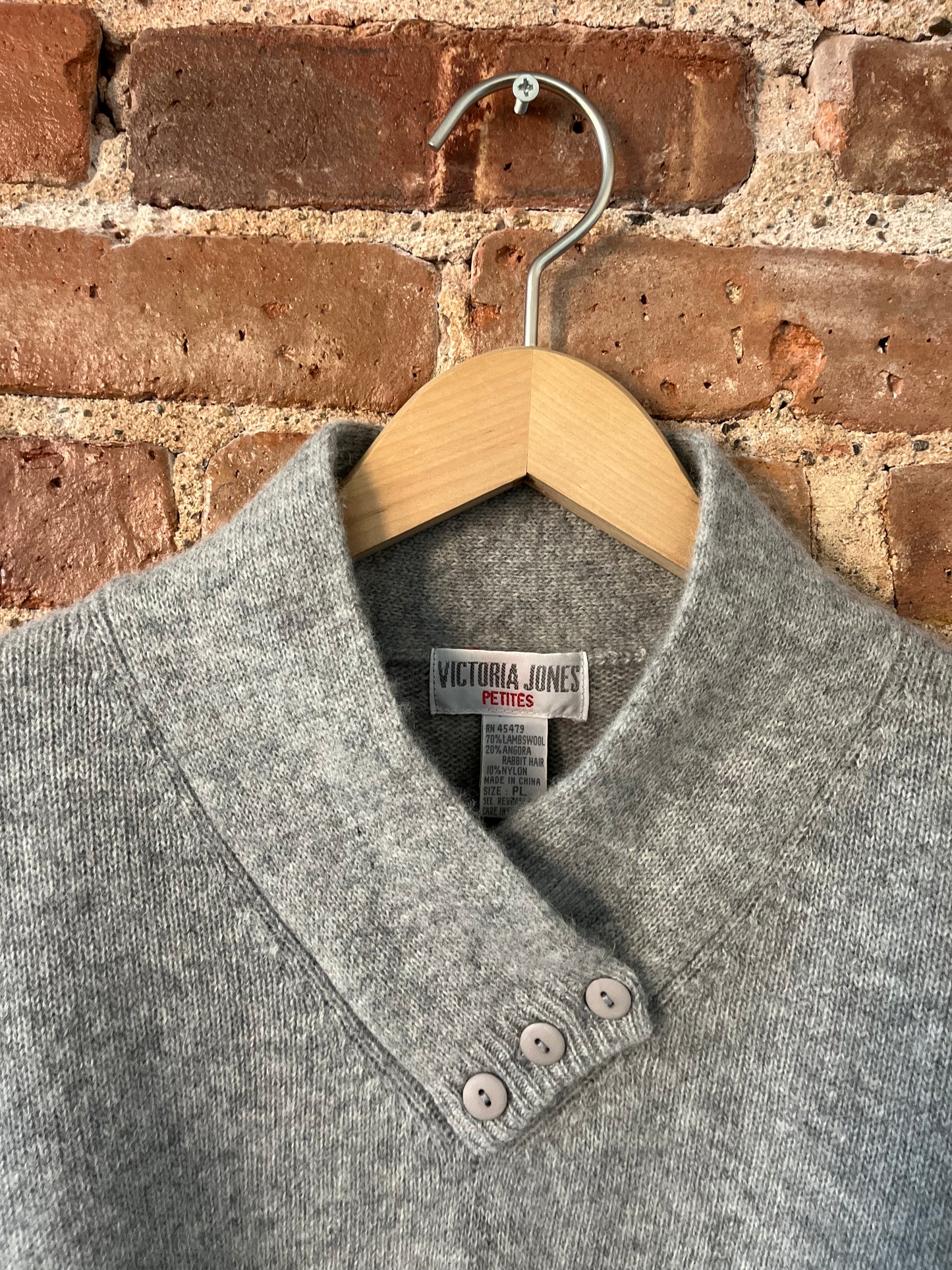 80's Victoria Jones Petites Angora Grey Sweater