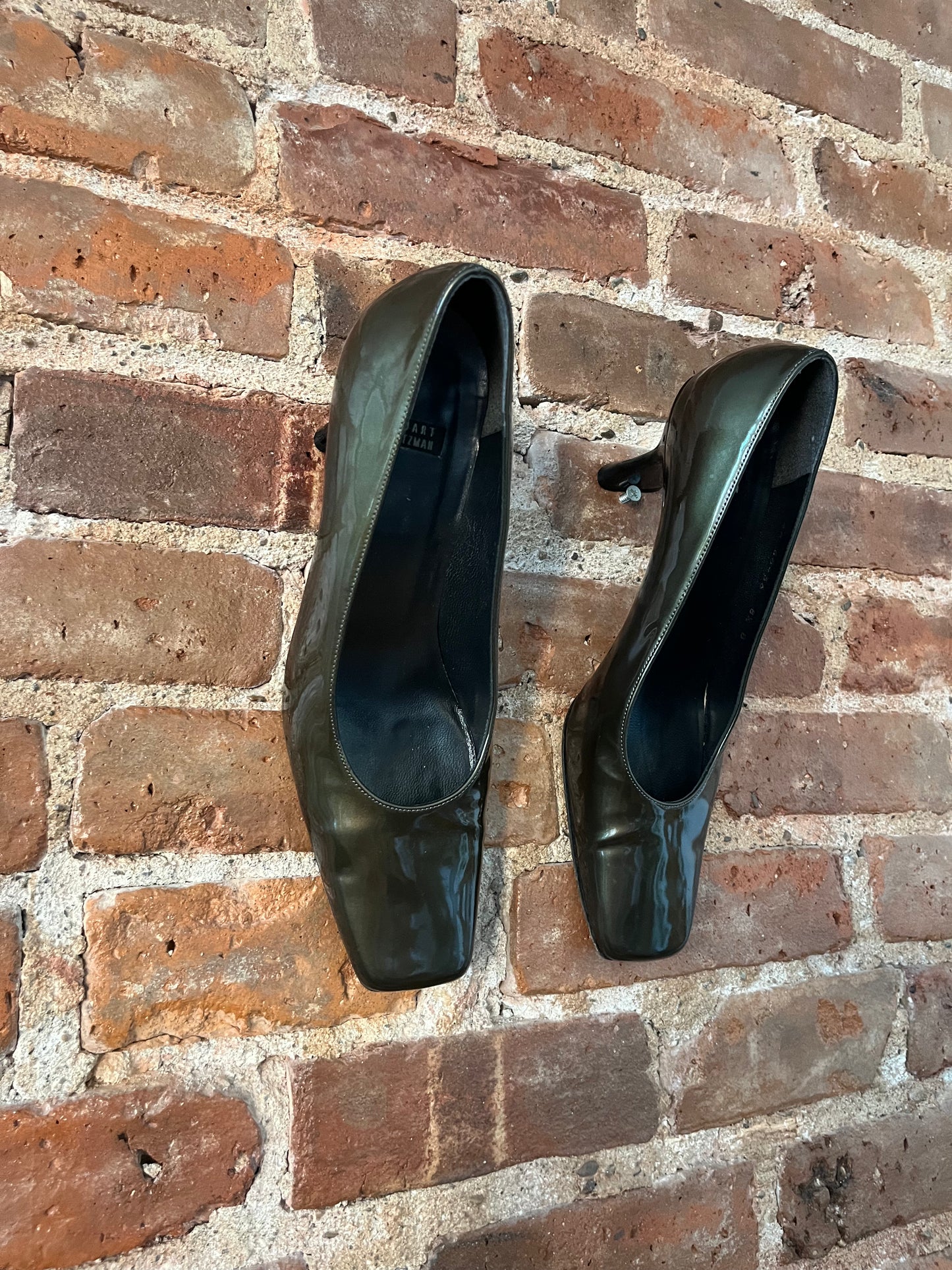 90's Stuart Weitzman Patent Green Pumps