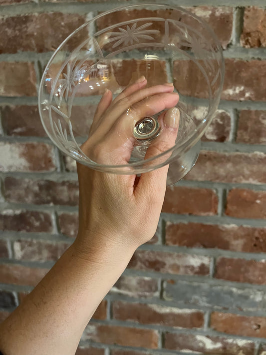 Pair of Vintage Etched Cocktail Glasses