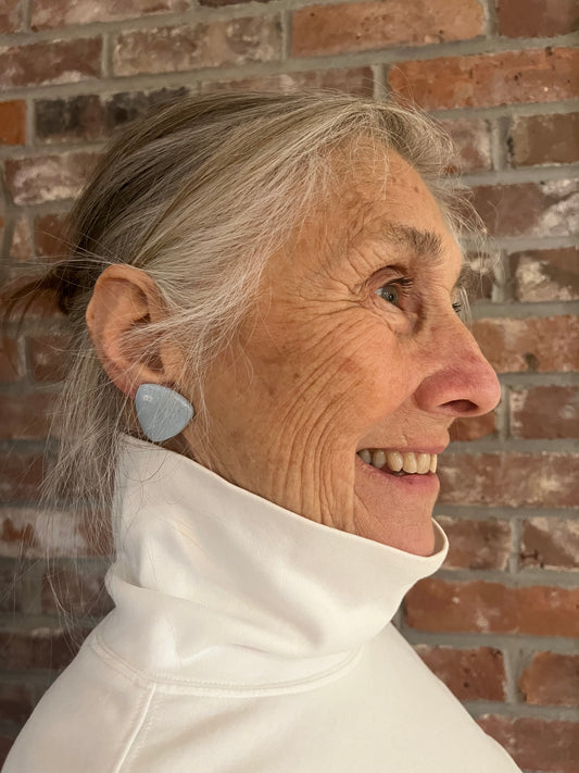 Vintage Triangular Marbled Blue Earrings