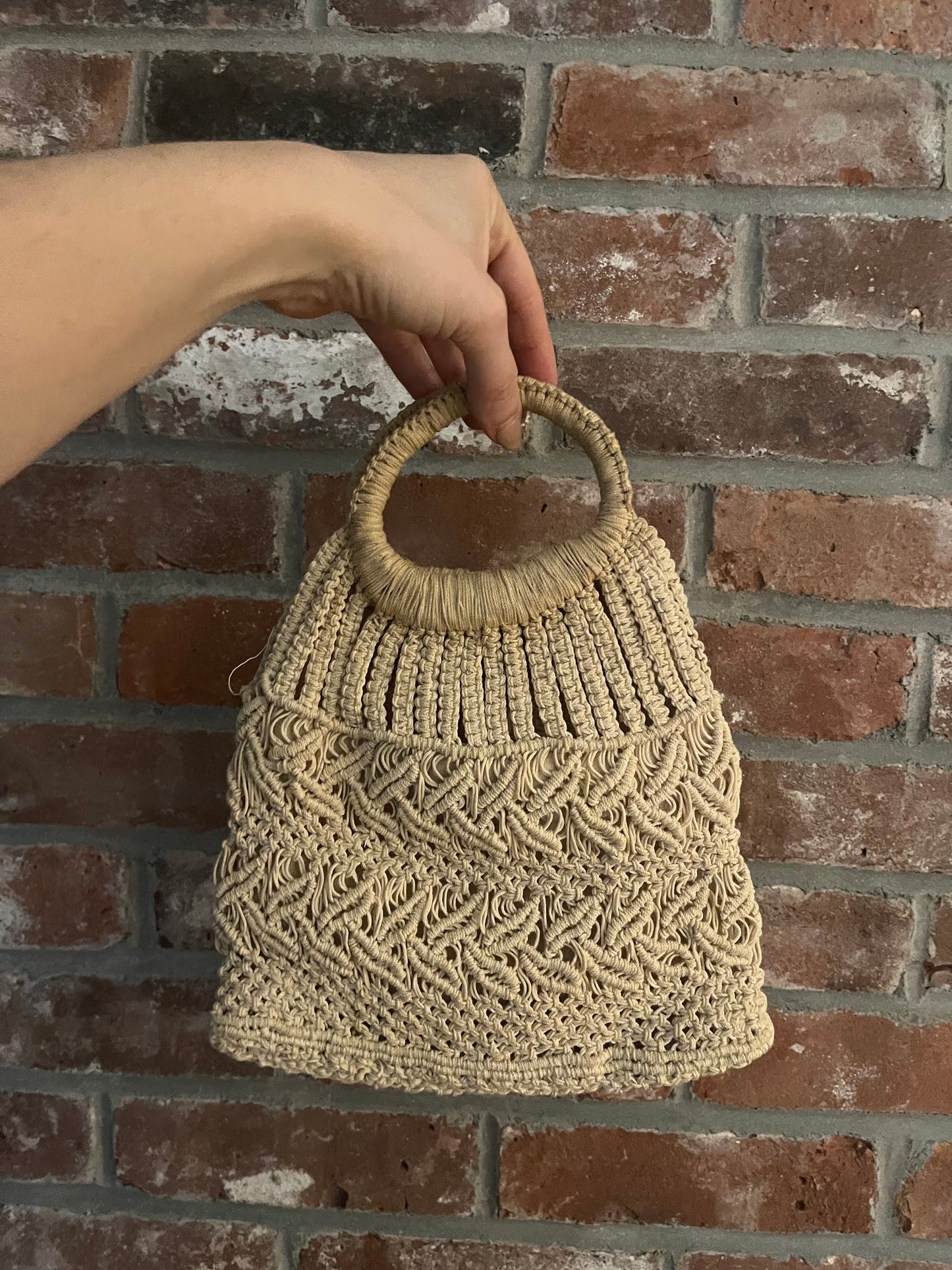 Vintage Macrame Top Handle Bag