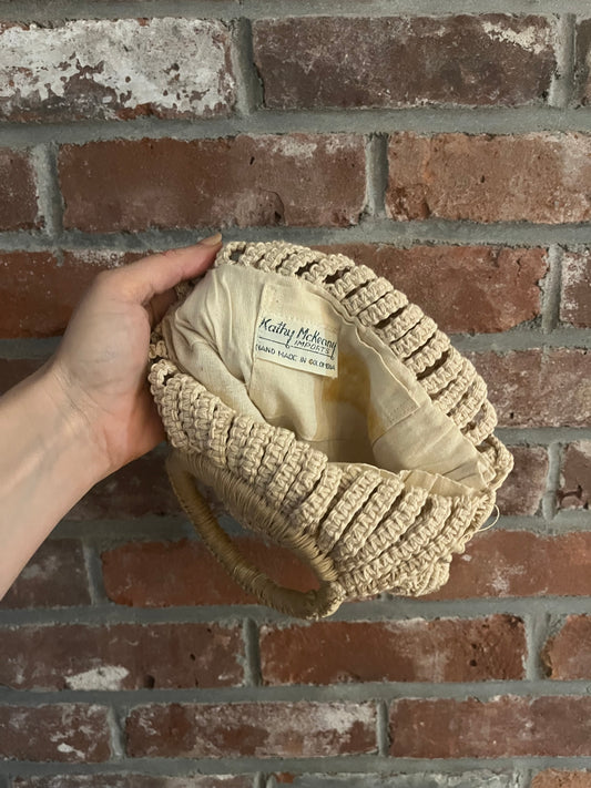 Vintage Macrame Top Handle Bag