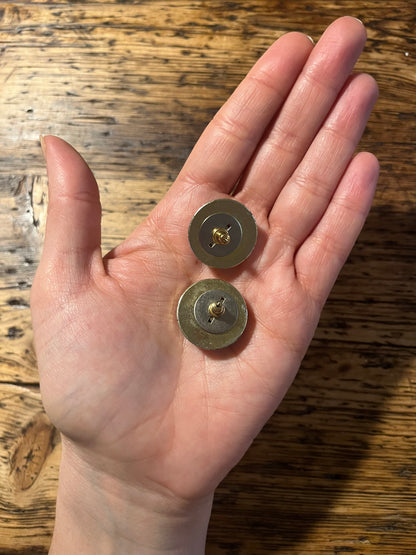 Vintage Grey Marble & Gold Earrings