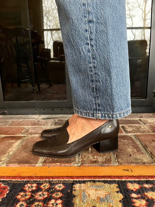 Chocolate Brown Etienne Aigner Heeled Loafers