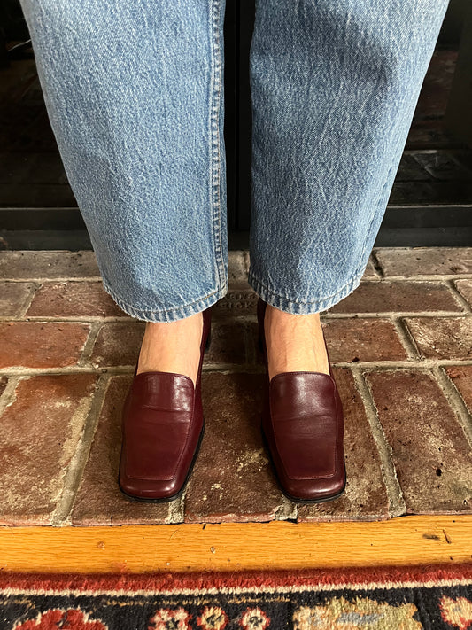 Burgundy Etienne Aigner Heeled Loafers