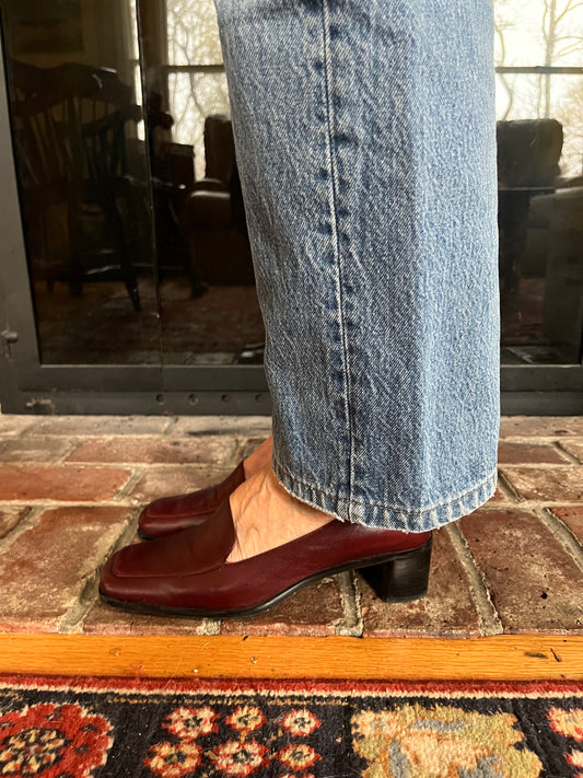 Burgundy Etienne Aigner Heeled Loafers