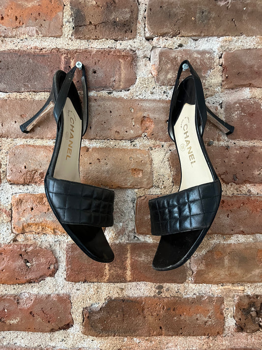 90's Chanel Quilted Sling-Back Sandals