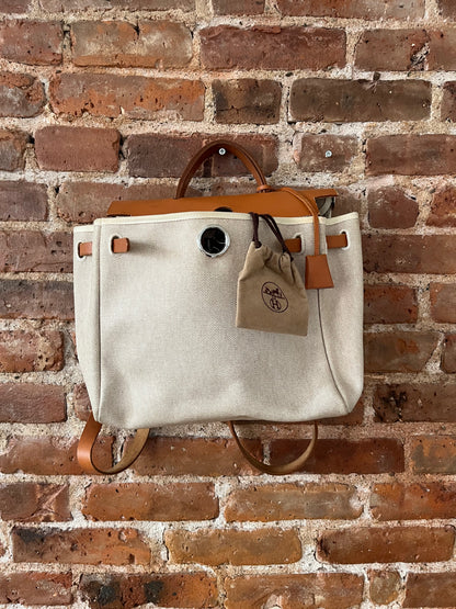 2 in 1 Vintage Hermes "Herbag" Toile Leather PM Neutral