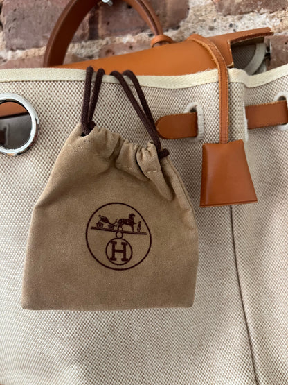 2 in 1 Vintage Hermes "Herbag" Toile Leather PM Neutral