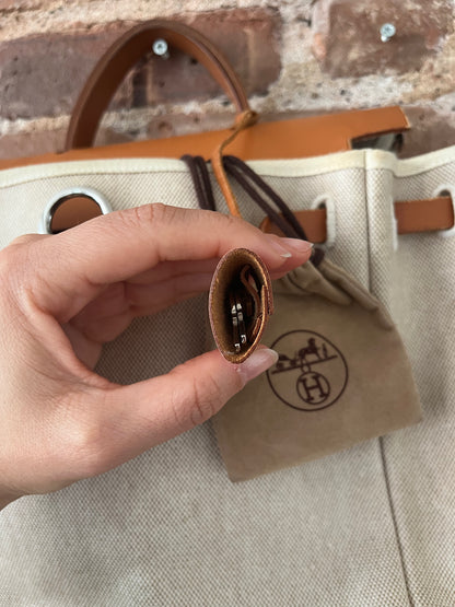 2 in 1 Vintage Hermes "Herbag" Toile Leather PM Neutral