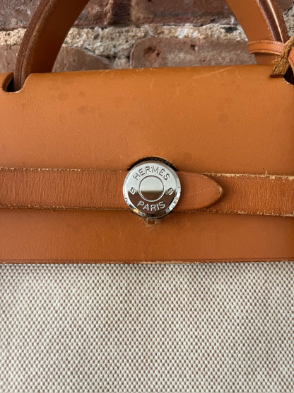 2 in 1 Vintage Hermes "Herbag" Toile Leather PM Neutral