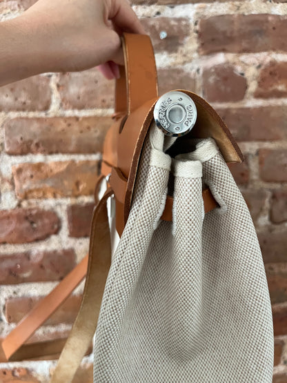 2 in 1 Vintage Hermes "Herbag" Toile Leather PM Neutral