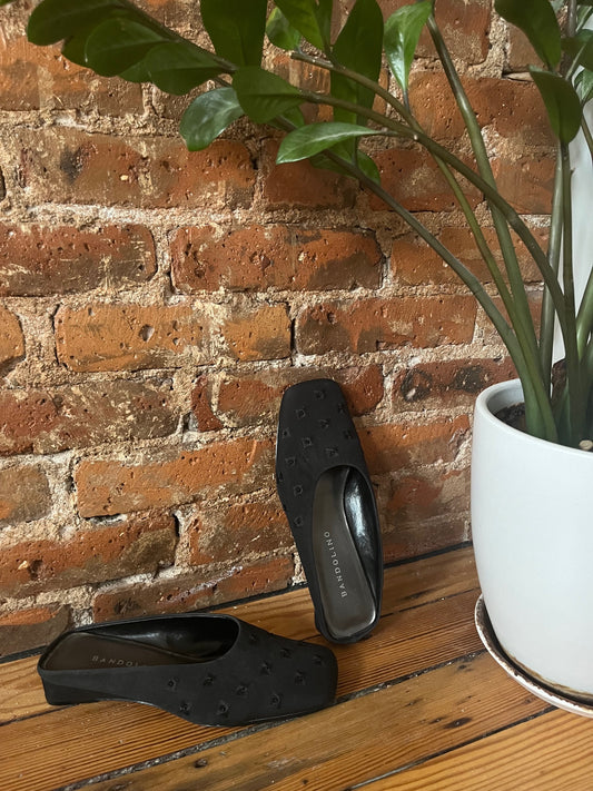 90's Black Bandalino Satin Mules